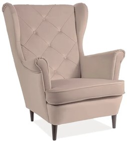 Fotoliu tapitat catifea Culoare Bej / Wenge LADY MATT VELVET