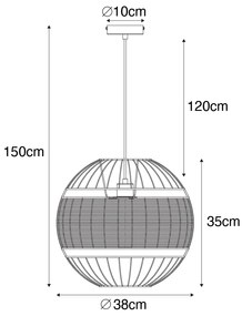 Lampă suspendată orientală neagră cu ratan 38 cm - Emir
