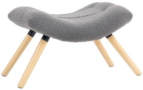 HOMCOM Puf de Picioare Modern cu Acoperire din Fleece si Picioare din Lemn, Tapitat, pentru camera de zi, dormitor, hol, Gri Inchis | Aosom Romania