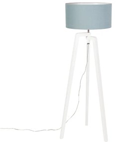 Lampă de podea cu trepied din lemn alb cu abajur mineral 50 cm - Puros