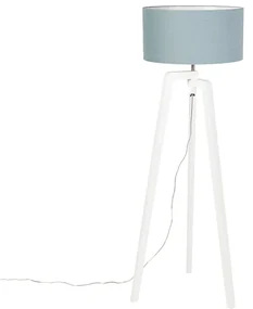 Lampă de podea cu trepied din lemn alb cu abajur mineral 50 cm - Puros