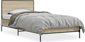 vidaXL Cadru de pat, stejar sonoma, 75x190 cm, lemn prelucrat și metal
