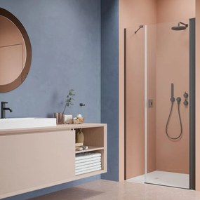 Usa de nisa pivotanta Radaway Nes DWS 120 cm sticla 6 mm finisaj GunMetal periat-transparent deschidere dreapta