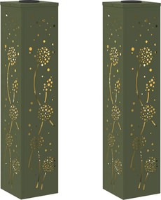 vidaXL Lumină LED Solară pentru Alei 2 pcs Verde măsliniu