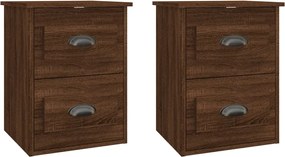vidaXL Noptiere suspendate pe perete, 2 buc, stejar maro, 41,5x36x53cm