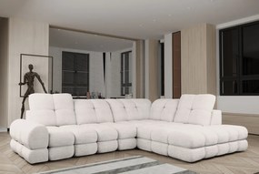 Set canapea extensibilă cu funcţie de extensie electrică, crem, pe dreapta, TOLLO L ROH