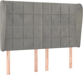 vidaXL Tăblie de pat cu aripioare gri deschis 147x23x118/128cm catifea