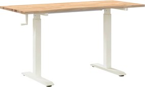 vidaXL Birou Alb și Natural 140 x 60 cm Lemn de stejar masiv