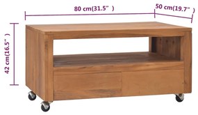 Comoda TV cu roti, 80x50x42 cm, lemn masiv de tec 1, 80 x 50 x 42 cm