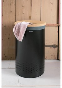 Cos de rufe Brabantia 1000826, 60 L, Capac din pluta, Umplere fara deschidere, Gauri ventilatie, Negru