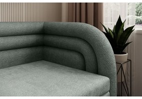 Canapea verde extensibilă/cu spațiu de depozitare cu tapițerie din chenille cu colț pe partea dreaptă 223 cm Fabillo – ELTAP