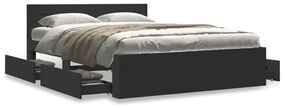 3295598 vidaXL Cadru de pat cu tăblie, negru, 135x190 cm, lemn prelucrat