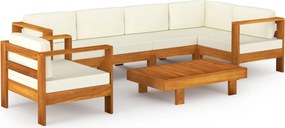 vidaXL Set fotoliu de grădină cu 7 piese și perne, 100x60 cm, lemn de salcâm
