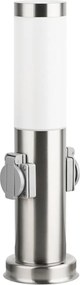 Brilagi - Lampă de exterior cu 2 prize SCHUKO, 1xE27/15W/230V, 40 cm, IP44, crom