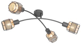 Plafoniera de design neagra cu auriu 4 lumini - Noud