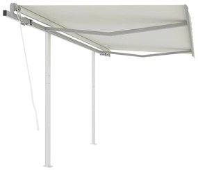vidaXL Copertină retractabilă automat cu stâlpi, crem, 3x2,5 m
