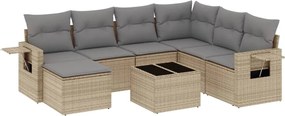 vidaXL Set canapele de grădină, 8 piese, cu perne, bej, poliratan