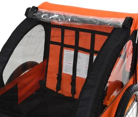 HOMCOM Remorca Bicicleta Copii cu 2 Locuri, Portocaliu | Aosom Ro