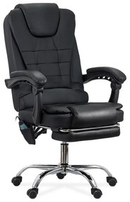 Scaun de birou cu masaj în 7 puncte din piele ecologică cu suport pentru picioare OFF 418M negru