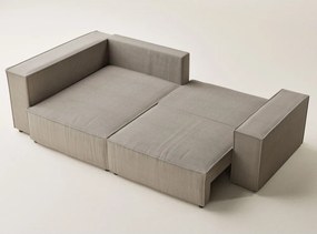 Colțar bej extensibil/cu spațiu de depozitare cu tapițerie din catifea reiată (cu colț pe partea stângă/în formă de ”L”) Tonga – Maison de Rêve