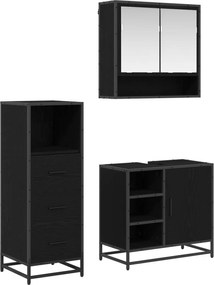 vidaXL Set de mobilier pentru baie 3 pcs Stejar Negru Lemn compozit