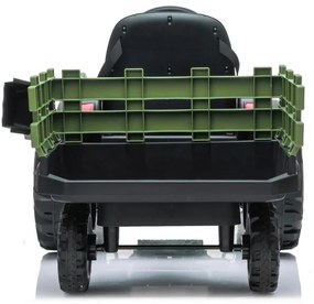 Tractor electric cu remorcă, pentru copii 2x30W/7000 mAh negru/verde + telecomandă