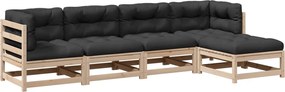 vidaXL Set canapele de grădină cu perne, 5 piese, lemn masiv de pin