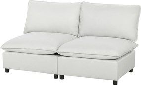 HOMCOM Canapea 2 locuri, 146 cm canapea modulară din piele ecologică cu șezut lat și adânc, perne groase, montaj ușor, Gri | Aosom Romania