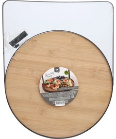 Tavă rotundă din bambus cu mâner metalic EH, 35 cm