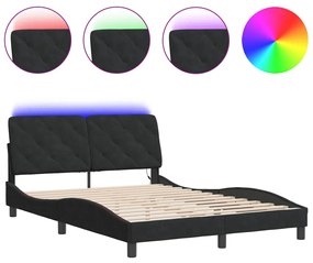 3213851 vidaXL Cadru de pat cu lumini LED, negru, 140x190 cm, catifea