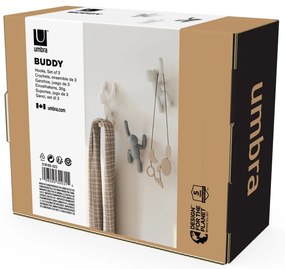 Cârlige 3 buc. de montat pe perete din plastic Buddy – Umbra