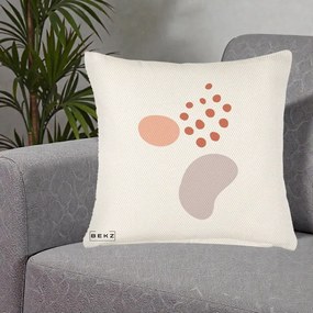 Perna Decorativa Abstract Forme Organice Pastel, 40x40 cm, Crem Reliefat, Husa Detasabila, Perna Inclusa, BEKZ®