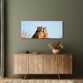 Tablou - Tigroaica cu pui (120x50 cm)