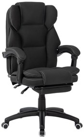 Scaun directorial, masaj lombar, spatar rabatabil, suport pentru picioare, material textil auto premium, Negru