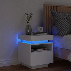 vidaXL Noptieră cu lumini LED, alb, 40x39x48,5 cm