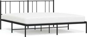 vidaXL Cadru de pat metalic cu tăblie, negru, 200x200 cm