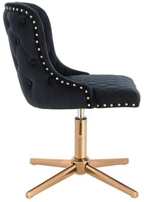 HR940CROSS Scaun Neagră din Catifea cu Bază Aurie
