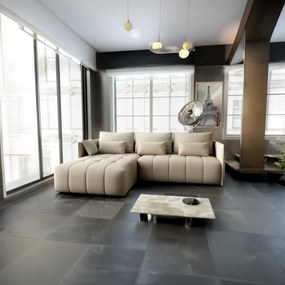 Colțar extensibil dumonde cu ladă de depozitare si sezut confortabil din spuma high-density, Malta Enjoy Camel 235x185 cm