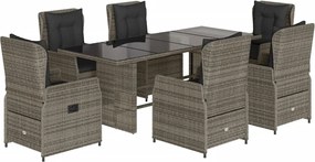vidaXL Set mobilier de grădină cu perne, 7 piese, gri, poliratan