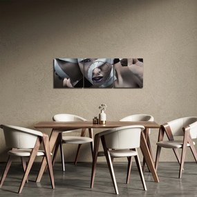 Tablou cu femeie și panglică (cu ceas) (90x30 cm)
