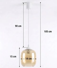 Brilagi - lustru LED pe cablu R GLASS 1xE27/60W/230V Ø 14 cm alb/maro fumuriu