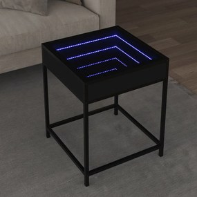 vidaXL Măsuță de cafea cu LED infinity, negru, 40x40x51 cm