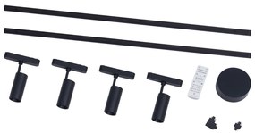 Sistem modern de iluminat pe șine cu 4 spoturi negre monofazate 200 cm - Magnetic Gert