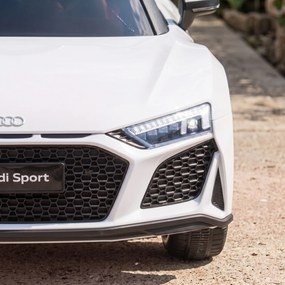 AIYAPLAY Mașină Electrică pentru Copii 12 V Audi R8 Spyder, 3+ Ani, 3-5 km/h, 2 Motoare și Telecomandă, Albă | Aosom Romania