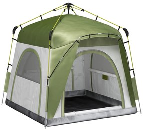 Outsunny Cort pentru Camping cu 2 Locuri, Cort cu Ușă, 3 Ferestre cu Plasă și Geantă pentru Transport, 240x240x199 cm, Verde | Aosom Romania