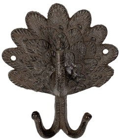 Cuier de perete dublu, din fonta, cu model, Peacock