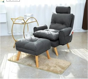 ShopJK FOTOLIU RELAXANT CU TABURETE ȘI SUPORT PENTRU PICIOARE S1380 BEJ ÎNCHIS S1380