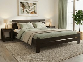 Pat inalt Paris, nuc 140x200 cm Saltele: Fara saltea, Somiera pat: Cu lamele curbate