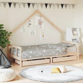 834552 vidaXL Cadru de pat cu sertare de copii, 90x200 cm, lemn masiv pin