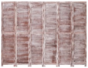 284214 vidaXL Paravan de cameră cu 6 panouri, maro, 210 x 165 cm, lemn